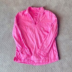 JCREW pink V-neck collared shirt, size small
